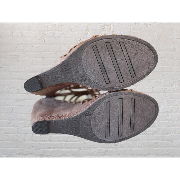 Mia Rich Brown Sexy Strappy Wedge Heels, Zipper, Women's size 10, NWOT - Picture 5 of 8